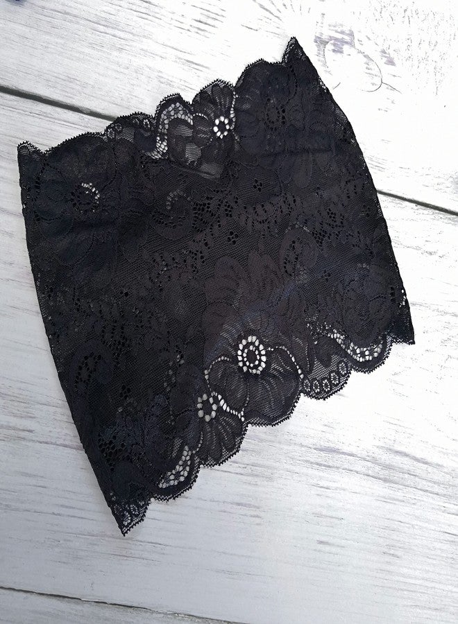 Oyabridal Lace Headband, Wide Floral Headcovering for Women (Black, 1 Count Pack of 1) - Image 2